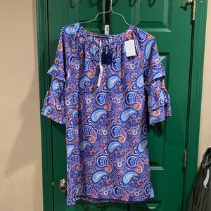 Simply Southern Blue and Orange Paisley Midi Dress